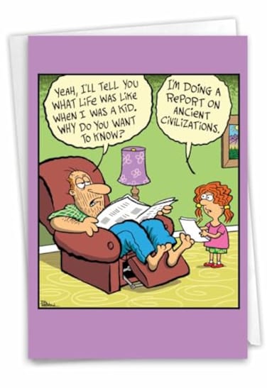 NobleWorks 1 Happy Birthday Greeting Card Funny Cartoon Comic Humor Celebrate Birthdays Notecard Ancient Civilizations C6785BFG