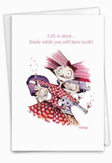 NobleWorks 1 Happy Birthday Greeting Card Funny Cartoon Comic Humor Celebrate Birthdays Notecard Life is Short C6391BDG