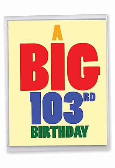 NobleWorks 100s Milestone Birthday Card with Envelope Letterhead 85 x 11 Inch Big Year Milestone Celebration Big 103 J9390MBG