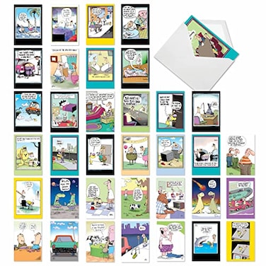 NobleWorks 36 Assorted Funny Birthday Cards Bulk Box Set with Envelopes 36 Designs 1 Each engaging Mixed Humor Greeting Card Pack for Men Women McCoy Bros Merriment AC7742BDGB1x36