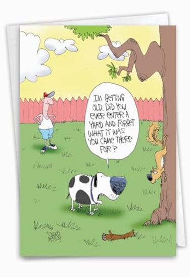 NobleWorks Funny Birthday Greeting Card with 5 x 7 Inch Envelope 1 Card Puppy Bday Old Dog C3999BDG