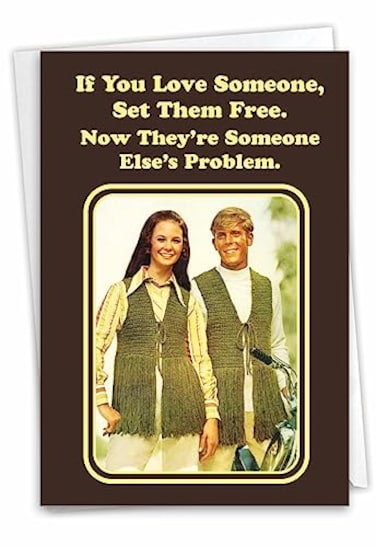 NobleWorks Funny Card for Divorce Hilarious Divorcee Notecard Retro Greeting Set Them Free C3650DVG