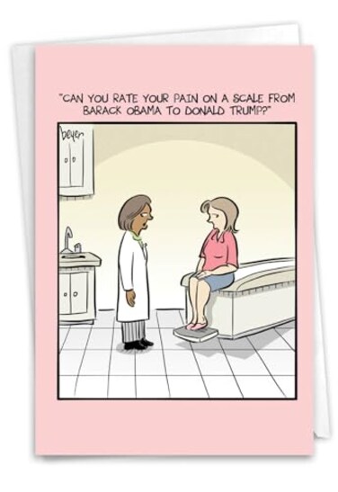 NobleWorks Funny Get Well Soon Card with Envelope Cartoon Humor Feel Better Greeting Pain Scale C6361FBG