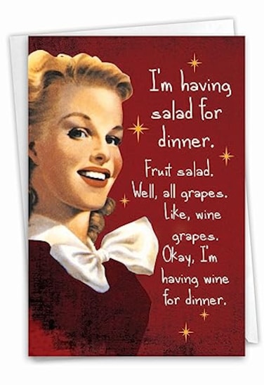 NobleWorks Funny Happy Birthday Card with Envelope Congrats Greeting Card Birthday Fun Salad for Dinner C9357BDG