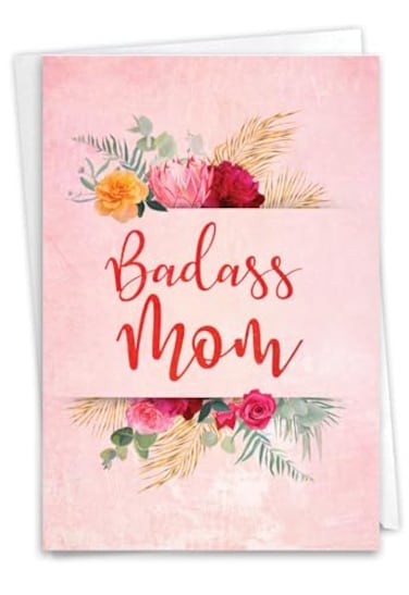 NobleWorks Funny Mothers Day Card with Envelope Loving Humor Greeting Card for Mom Badas Mom C3130MDG