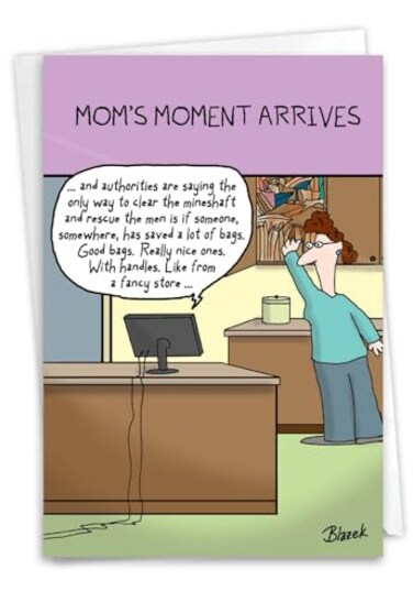 NobleWorks Hilarious Mothers Day Greeting Card Cartoon Comic Humor Funny Card with 5x7 Envelope Moms Moment C3159MDG