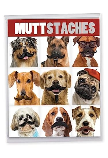 NobleWorks Oversize Funny Birthday Paper Card 85 x 11 Inch with Envelope 1 Pack Big Jumbo Bday Mustaches J9716