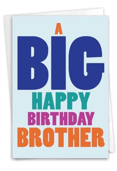 NobleWorks Birthday Brother Greeting Card with 5 x 7 Inch Envelope 1 Card Big Happy Birthday Brother C5936BRG