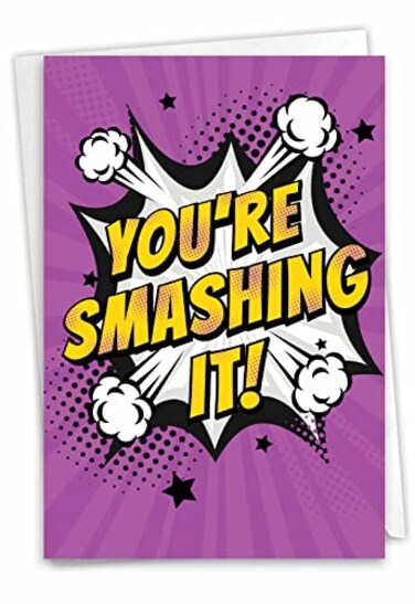 NobleWorks Hilarious Congratulations Greeting Card with 5 x 7 Inch Envelope 1 Card Congats Good LuckSmashing It C10255CGG