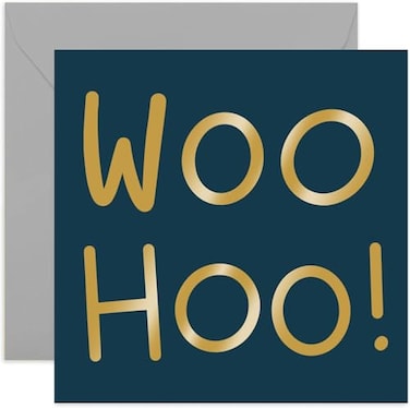 Old English Co Woo Hoo Card Fun Gold Foil Congratulations Card for Adults Passed Exams New Job School University Driving Test Blank Inside Envelope Included
