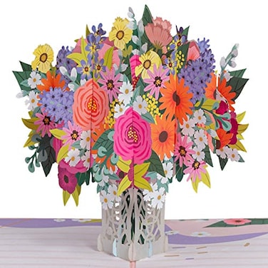 Paper Love 3D Floral Arrangement Pop Up Card Gift for Birthday Wedding Anniversary Thank You Get Well Valentines Day Mothers Day All Occasions 5 x 7 Includes Envelope and Note Tag