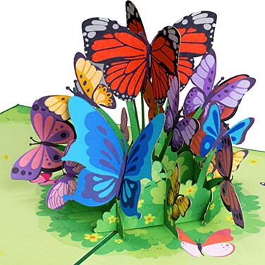 Paper Love 3D Pop Up Butterflies Card Gift for Birthday Wedding Anniversary Thank You Get Well Valentines Day Mothers Day All Occasions 5 x 7 Includes Envelope and Note Tag