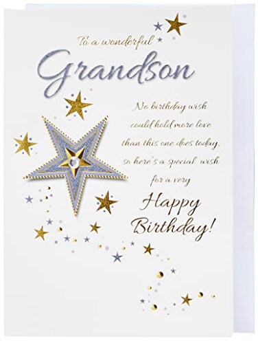 Piccadilly Greetings Traditional Birthday Card GrandsonGreen 9 x 6 inches