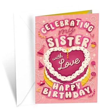 Prime Greetings Birthday Card For Sister Made in America EcoFriendly Thick Card Stock with Premium Envelope 5in x 775in Packaged in Protective Mailer