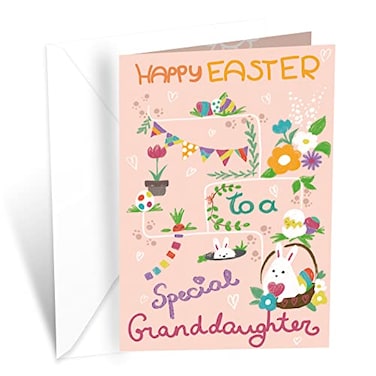 Prime Greetings Granddaughter Easter Card Made in America EcoFriendly Thick Card Stock with Premium Envelope 5in x 775in Packaged in Protective Mailer