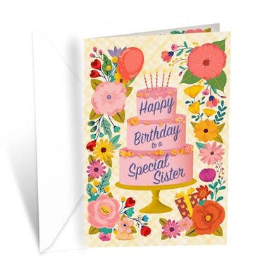 Prime Greetings Sister Birthday Card Made in America Thick Card Stock with Premium Envelope Packaged in a Reusable Presentation Mailer EcoFriendly 5in x 775in