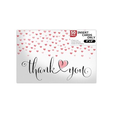 Pro Supply Global 50 Count of Large 4x6 Valentines Day Fading Hearts Thank You Insert Cards Without Envelopes For Your Small Online Business Displays Customer Appreciation