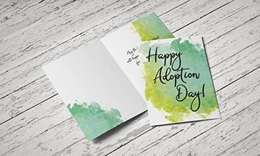 Red Door Inspirations BlueGreen Adoption Card Happy Adoption Day Includes 5x7 inch card and envelope Made in the USA
