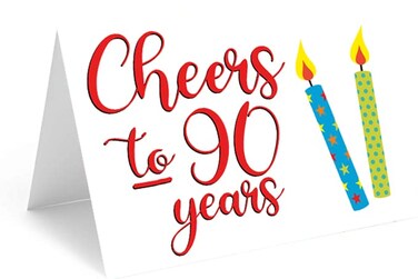 Red Door Inspirations Cheers to 90 Years 90th Birthday Card Includes Single Card Envelope