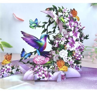 SENDAPOP Mothers Day Pop Up Card Hummingbird Birthday Card Pop Up Birthday Cards for Women Wife Mom Daughter Grandma Mothers Day Card 3D Pop Up Birthday Card
