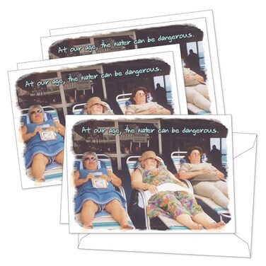SHADE TREE GREETINGS Funny Womens Birthday Greeting Card 5 x 7 by Actual Pictures 3 Pack 3 Envelopes Lifeguards