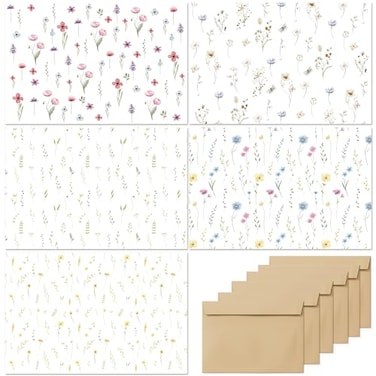 slapaflife Blank Cards with Envelopes All OccasionElegant Floral Design Blank Greeting Cards 4x620Pack Blank Greeting CardsNote Cards with Matching PeelandSeal Rustic Envelopes