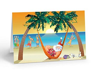 Stonehouse Collection Beach Sunset Ralaxing Beach Christmas Cards 18 Cards 19 Envelopes Tropical Christmas Cards