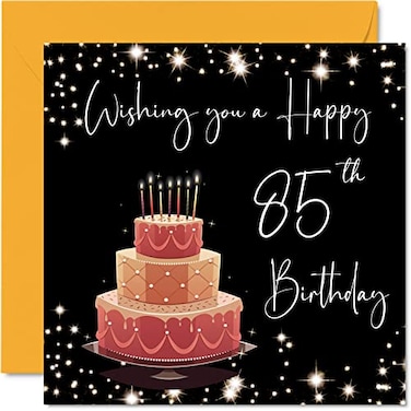 Stuff4 Happy 85th Birthday Card Blank Inside 145mm x 145mm Letter Print UnisexAdults