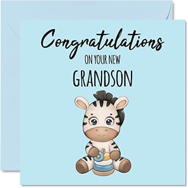 Stuff4 New Baby Boy Card Congrats Grandson Welcome To The World 57 x 57 Inch