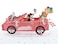 Teabug Cards Just Married Pink Cadillac Wedding Car with Bride and Groom Pop Up Card for Marriage Engagement Anniversary Valentines Day