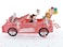 Teabug Cards Just Married Pink Cadillac Wedding Car with Bride and Groom Pop Up Card for Marriage Engagement Anniversary Valentines Day