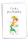 The Best Card Company 1 Fun Birthday Greeting Card Mythical Bday Notecard with Envelope Funky Rainbow Mermaids C6863GBDG