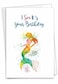 The Best Card Company 1 Fun Birthday Greeting Card Mythical Bday Notecard with Envelope Funky Rainbow Mermaids C6863GBDG