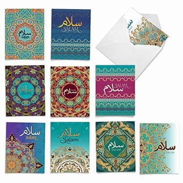 The Best Card Company 10 All Occasion Note Cards with Envelopes 4 x 512 Inch Blank Notecard Set Salam Sentiments AM6208FRBB1x10