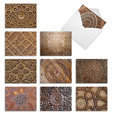 The Best Card Company 10 Blank Note Cards Boxed 4 x 512 Inch Architecture Assorted All Occasion Cards Woodworks M6459OCBNB