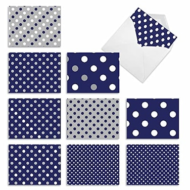 The Best Card Company 10 Boxed All Occasion Cards with Envelopes 4 x 512 Inch Colorful Fun Note Cards Assorted In the Navy M3067