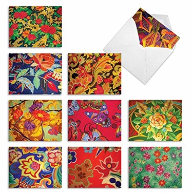 The Best Card Company 10 Colorful Blank Note Cards with Envelopes 4 x 512Inch Assorted Boxed Set Vegas Carpets M3304