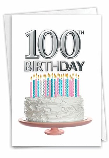 The Best Card Company 100th Birthday Card with Envelope Milestone Birthday Notecard 100 Years Old Big Day 100 C7060LMBG