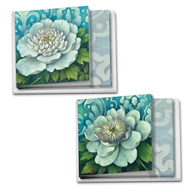 The Best Card Company 12 Beautiful Blank Note Cards Bulk 4 x 512 Inch 2 Designs 6 Each Blue Magnolia MQ4594OCBB6x2