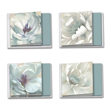 The Best Card Company 12 Get Well Note Cards 4 x 512 Inch Bulk Assorted Flower Greetings 4 Designs 3 Each Peaceful Petals MQ4611GWGB3x4