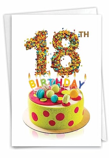 The Best Card Company 18th Happy Birthday Greeting Card Milestone Birthday Celebration 18 Years Old Cake Congrats Big Day 18 C7060BMBG