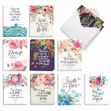 The Best Card Company 20 All Occasion Note Cards 4 x 512 Inch Blank Boxed Set 10 Designs 2 Each Holy Sentiments AM2380OCBB2x10