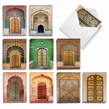 The Best Card Company 20 Blank Note Cards Boxed 4 x 512 Inch engaging Assorted Patterns 10 Designs 2 Each Ornate Doors AM9539OCBB2x10