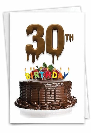 The Best Card Company 30th Birthday Greeting Card with Envelope 30 Year Old Celebration Milestone Congrats Notecard Big Day 30 C7060DMBG