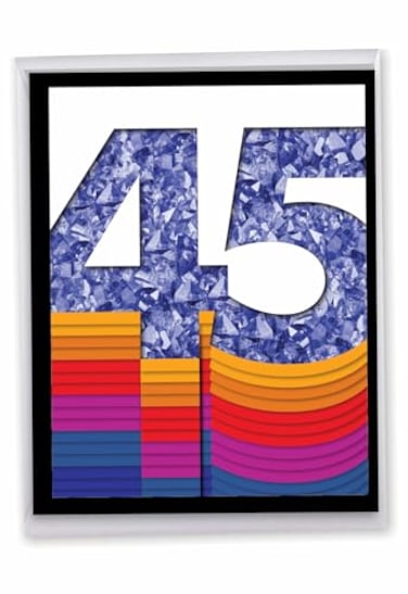 The Best Card Company 45th Big Happy Milestone Anniversary Notecard 85 x 11 wEnvelope Not Foil Layered or 3D Bold Milestones 45 J6110SMAG