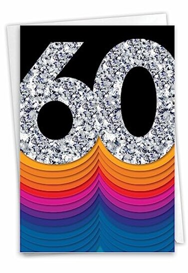 The Best Card Company 60th Wedding Anniversary Greeting wEnvelope for Men Women Not Layered Sparkled or Foil Bold Milestones 60 C6110DMAG