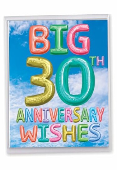 The Best Card Company Big 30th Milestone Anniversary Congratulations Notecard 85 x 11 Not Actual Balloons or 3D Inflated Messages 30 J5651EMAGUS