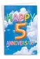 The Best Card Company Happy 5th Anniversary Greeting Card 5 X 7 Inch Multicolored Made in USA