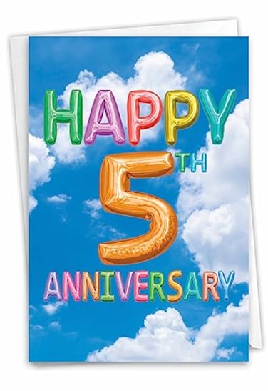 The Best Card Company Happy 5th Anniversary Greeting Card 5 X 7 Inch Multicolored Made in USA