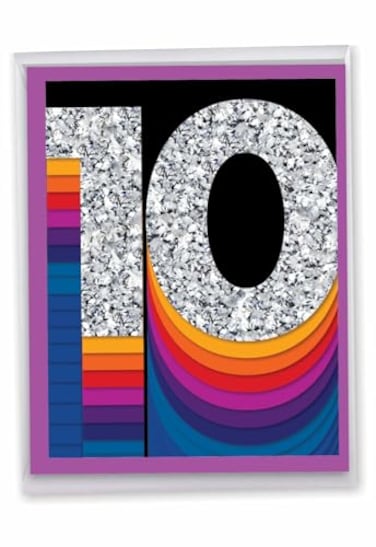 The Best Card Company Jumbo 10th Milestone Anniversary Congratulations Notecard wEnvelope 85 x 11 Not Foil or 3D Bold Milestones 10 J6110KMAG